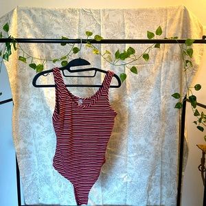 Striped bodysuit. Snaps on bottom.